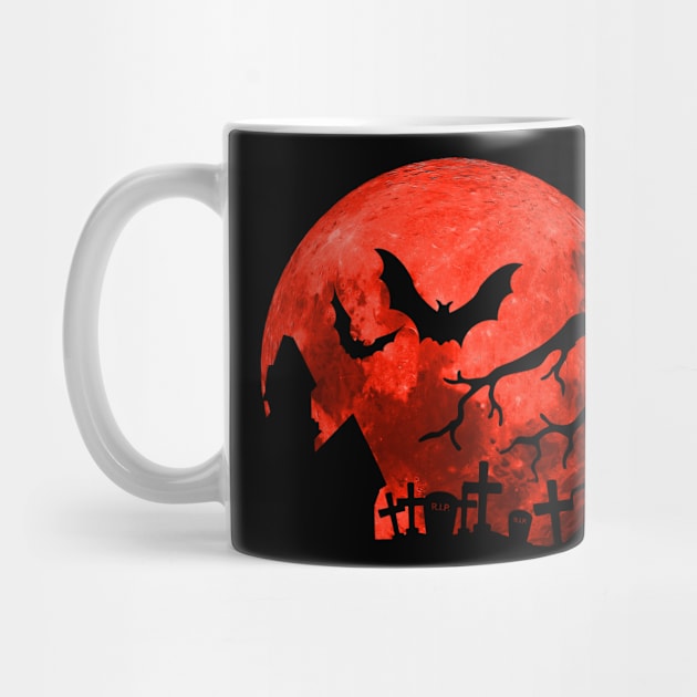 Blood Moon Spooky Yard Bats - Halloween by HappyGiftArt